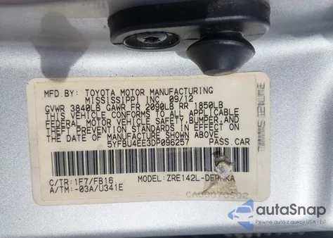 2013 Toyota Corolla Le из США, поврежденный, VIN 5YFBU4EE3DP096257